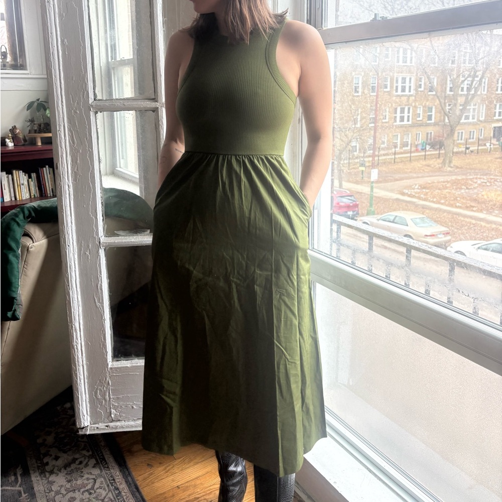 Olive Green Sleeveless Maxi Dress